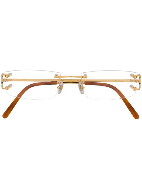 cheap cartier glasses gold frame|cartier 54mm rectangle eyeglasses.